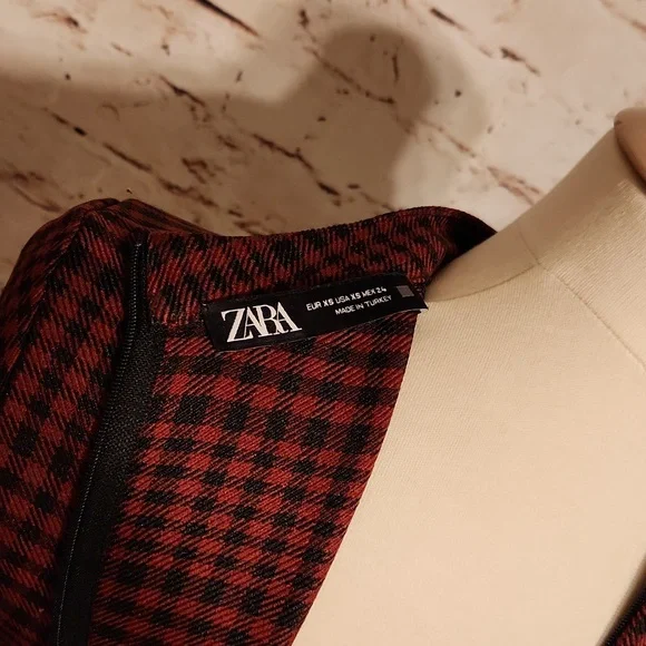 Zara Red Plaid Dress - Picture 3 of 3